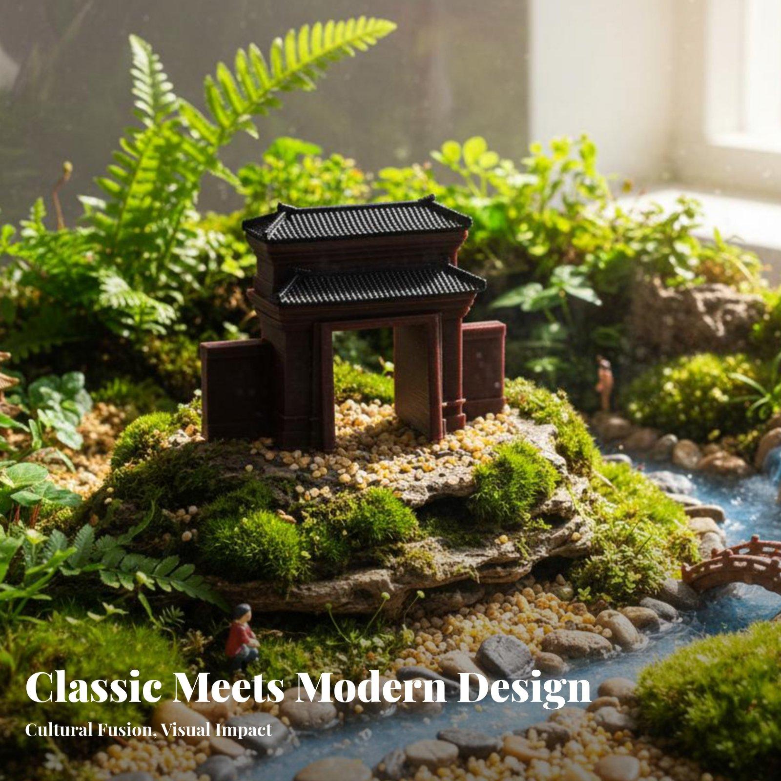 Bonsai Garden Display - Figura de Casa de Resina Hecha