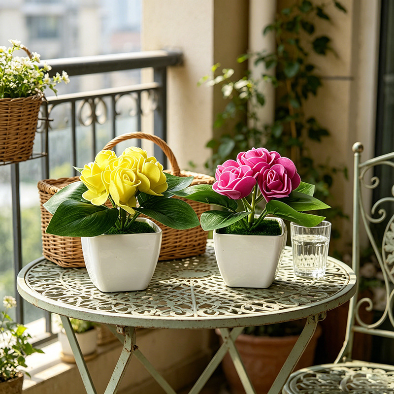 4 piezas de rosas artificiales - Bonsai Garden Restaurant reseña y precio