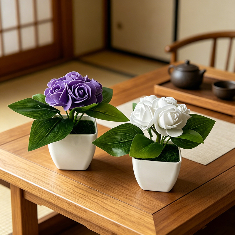 4 piezas de rosas artificiales - Bonsai Garden Restaurant reseña y precio